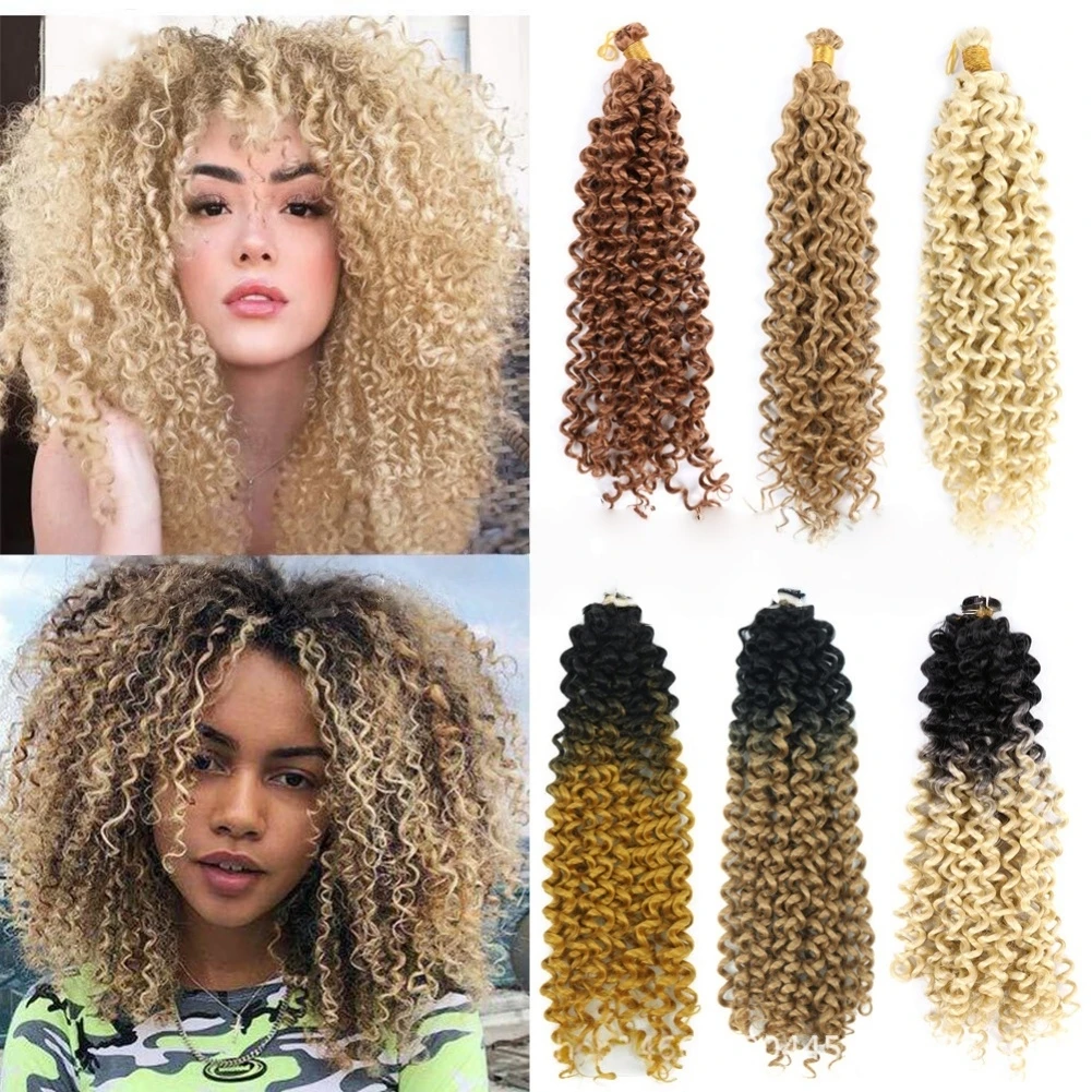 Water Wave Afro Synthetic Crochet Braiding Hair 14 Inch Curly Crochet Braiding Hair Ombre Synthetic Crochet Braiding Fiber Hair