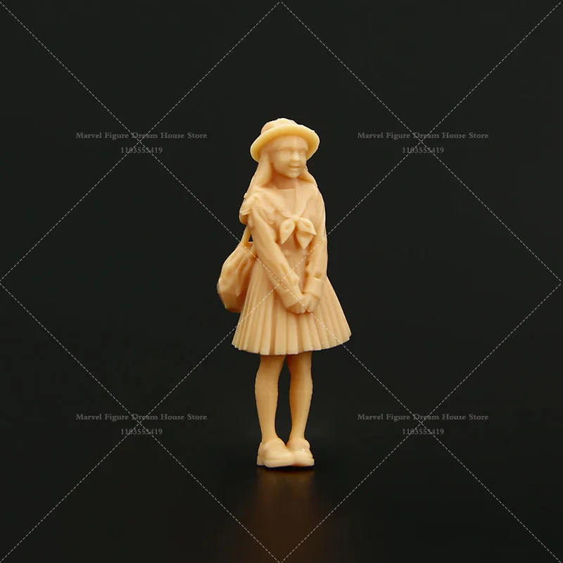 A460 1/64 1/43 مقياس دمى المشهد المصغر الحرم الجامعي صورة لطيف طلاب المدارس الابتدائية غير معلمة الأبيض نموذج لجسم صغير #4