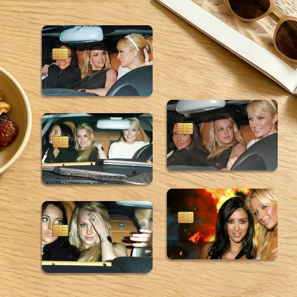 Paris Britney Lindsay Waterproof Anti-Scratch Card Skin Stickers 4Pcs Stylish Decor Covers for Credit & Debit Cards