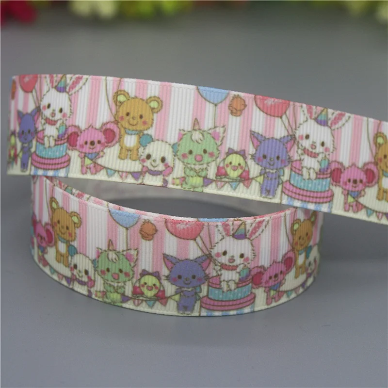 DHK 50 متر الباندا الكرتون Kawaii المطبوعة Grosgrain الشريط اكسسوارات المواد أغطية الرأس الديكور DIY بها بنفسك الخياطة الحرفية S2093