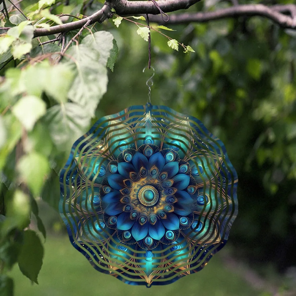 

Garden Metal Feather Wind Spinner 3D, Silent Bird Repeller Rotating Decoration, Outdoor Yard Art for Spring Summer, No Battery