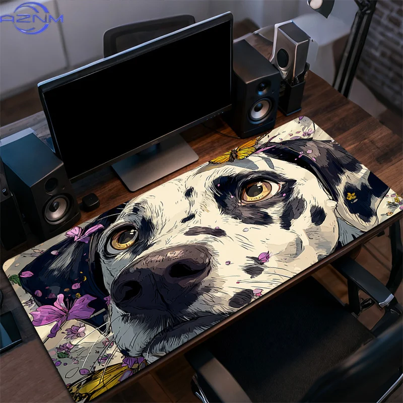 Oil Painting of a Colorful Spotted Dog Pattern, Large Mouse Pad for Office Laptops And Gaming, Suitable for Birthday And Christm