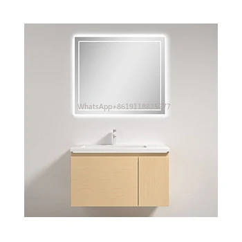 

Modern Rectangle Bathroom Vanity Cabinet with LED Light Ceramic Basin and Mirror for Hotels and New Home Designs