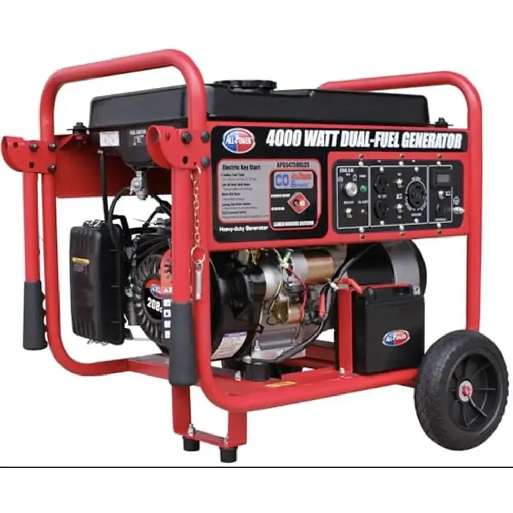 Portable Generator 4000W Gasoline Powered Electric Start with Mobility Cart Long Run Time Multi Outlets User-Friendly Controls