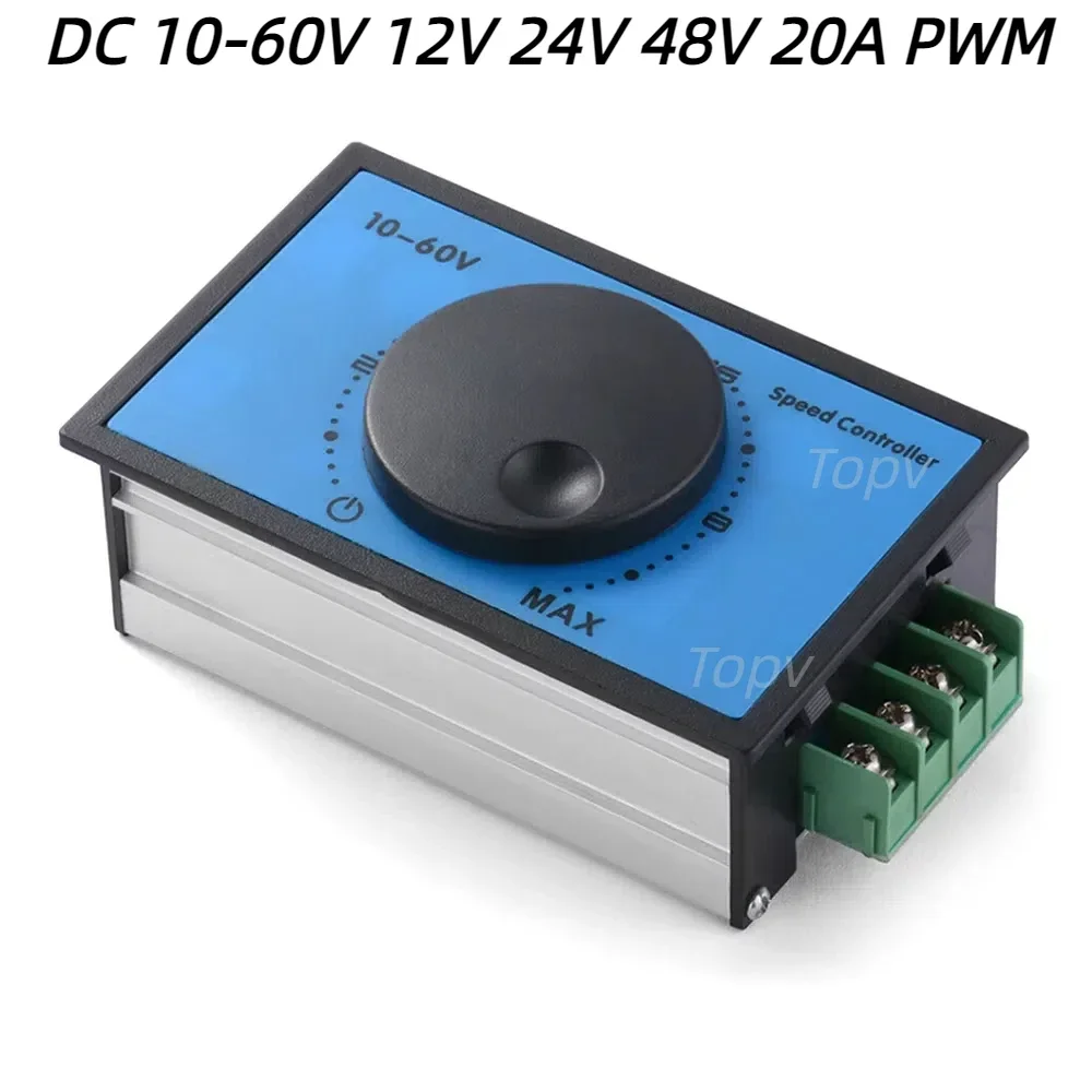 DC 10-60V 12V 24V 48V 20A PWM DC Motor Speed Controller Soft Start Switch Module