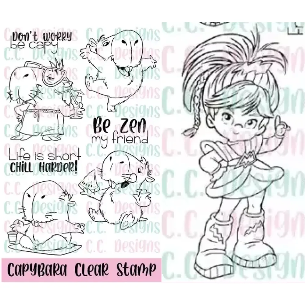 Capybara Clear Stamp Set 2025 New Metal Cutting Dies Scrapbook Diary Decoration Embossing Template Diy Greeting Card Handmade