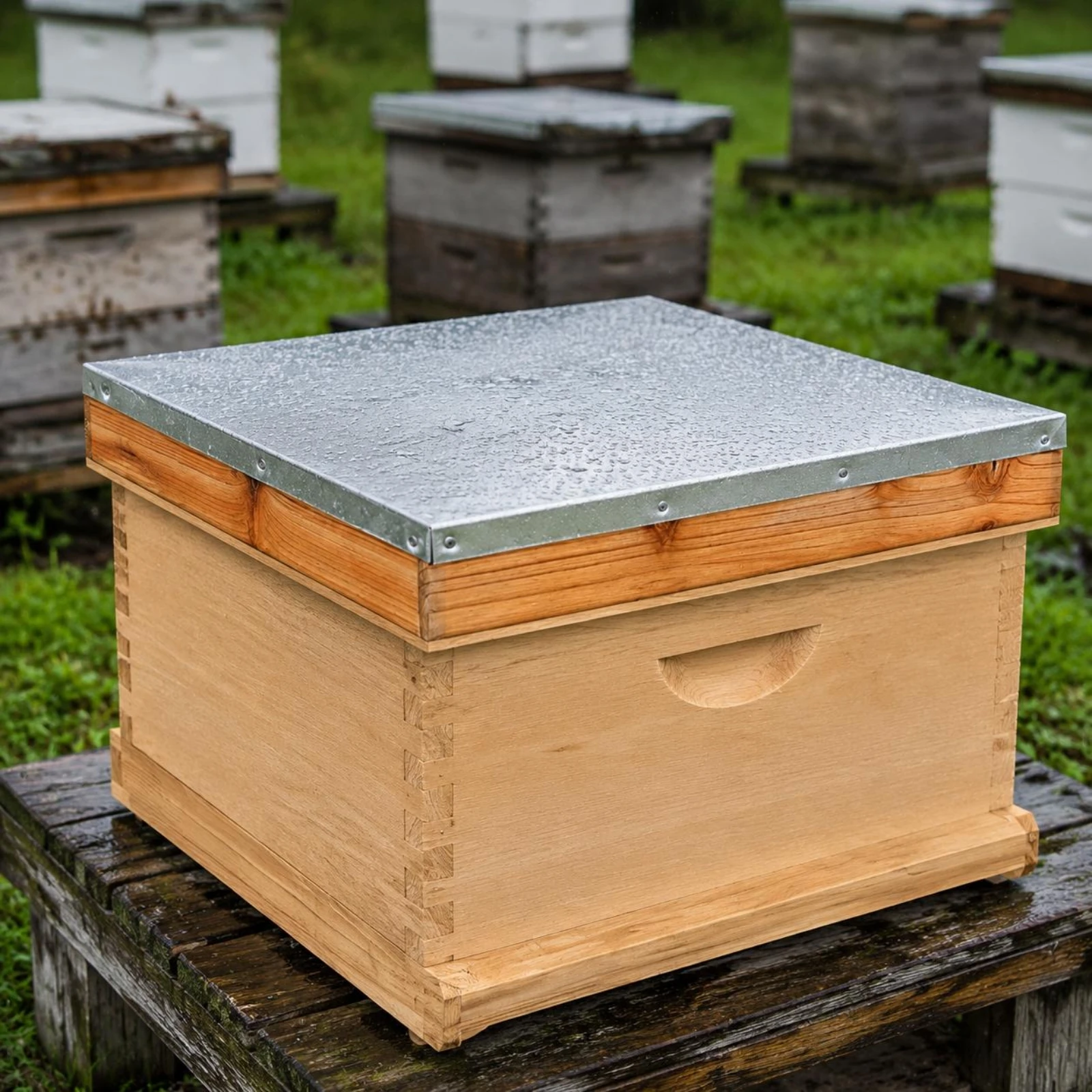 Easy to Remove Bee Hive Cover Galvanized Metal Top Wooden Beehive Cover Inner Board for Routine Beekeeping
