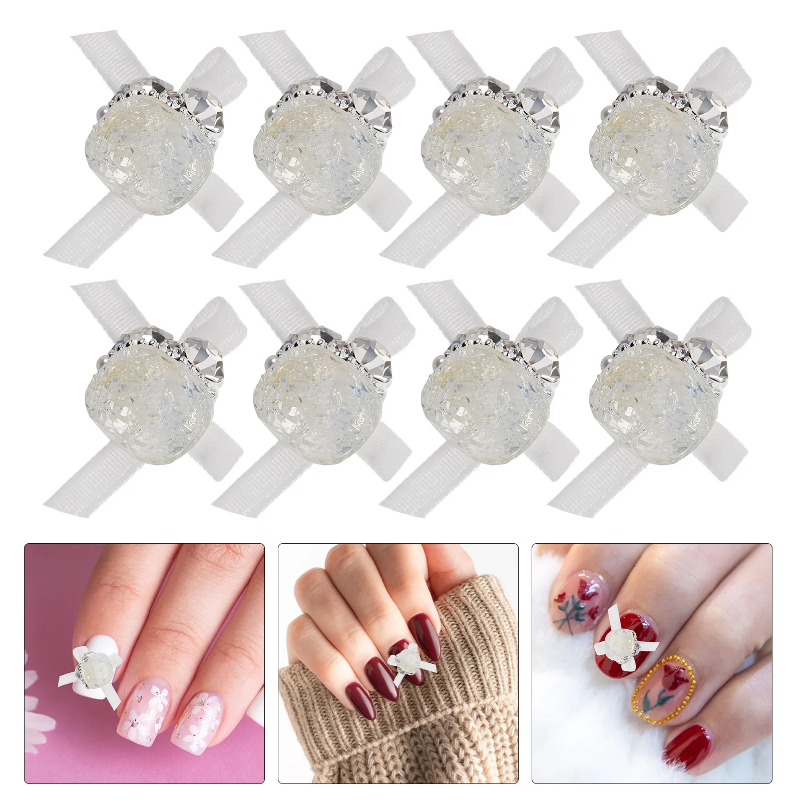 

8Pcs Nail Charms 3D Acrylic Rhinestones Manicure Nail Art Supplies Small Gems Decoration Kawaii Makeup Rhinestones