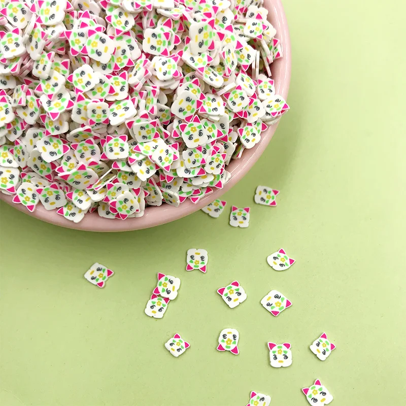100g Cartoon Cat Hot Clay Sprinkles for Crafts Polymer Slices Slime Filler Accessories DIY Scrapbooking Nail Art Decoration