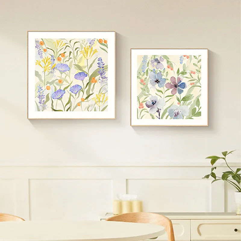 Cream wind restaurant decorative painting combination abstract art flower canvas painting dining room dining table wall mural