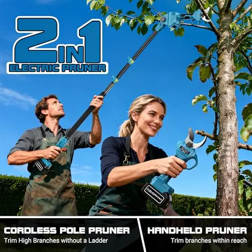 Cordless Electric Pruning Shears with Pole, 2.4