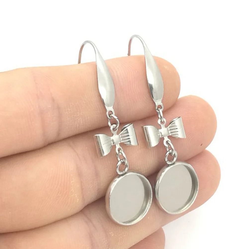 

20pcs Blanks Accessories Diy Jewelry Material Metal Tray Earring Hook Trays Stylish Silver 8Mm Inner Diameter For Handmade Time