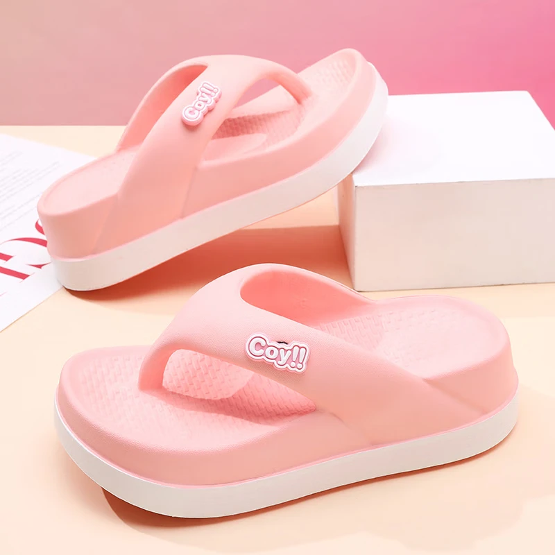 Thick bottom flip flops for women's summer 2025 new height increasing anti slip beach sandals beach slippers for outdoor wear