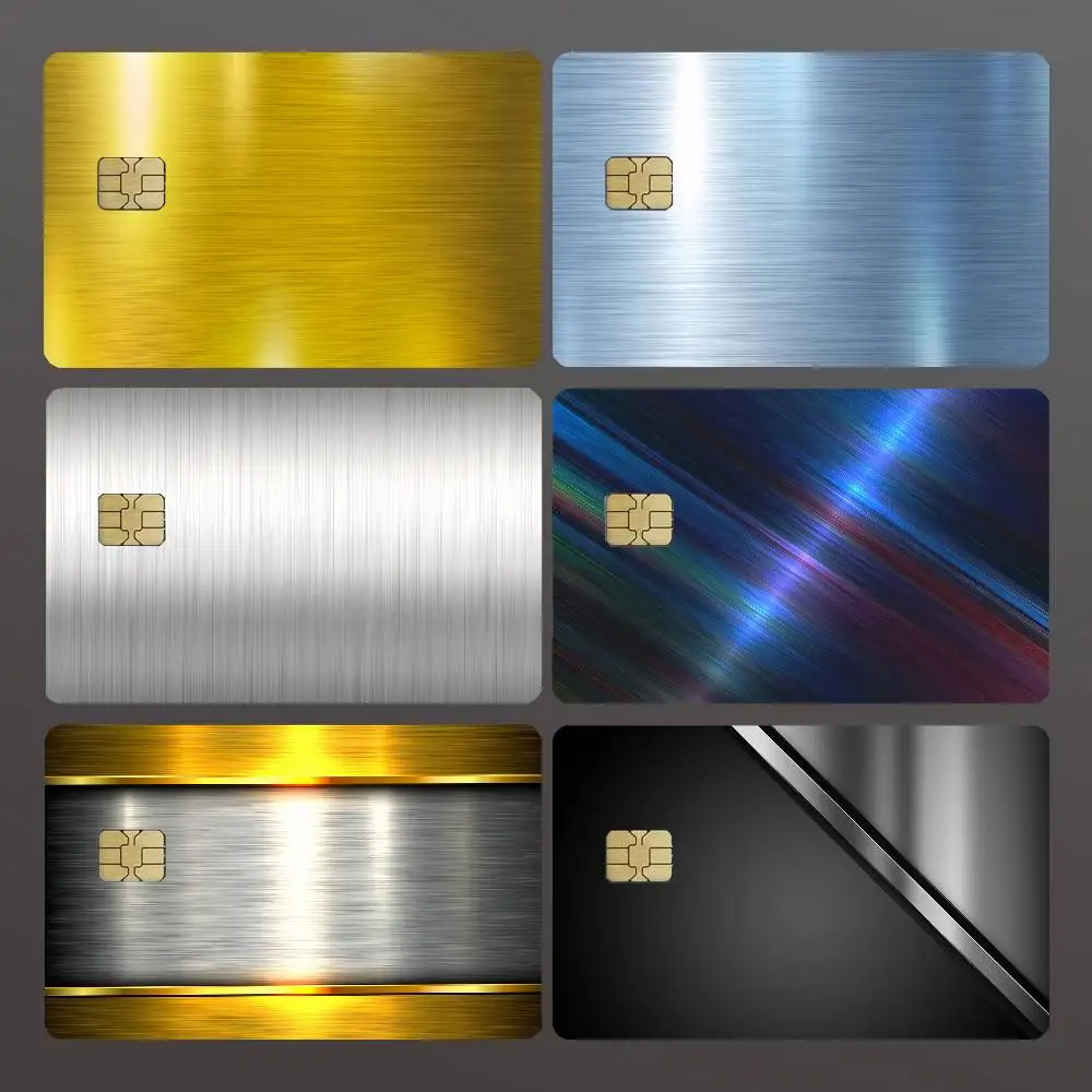 Metal Color Credit Skin Cover Card Stickers 4PCS Film Bus Pass Front Decoration Bank Debit Waterproof