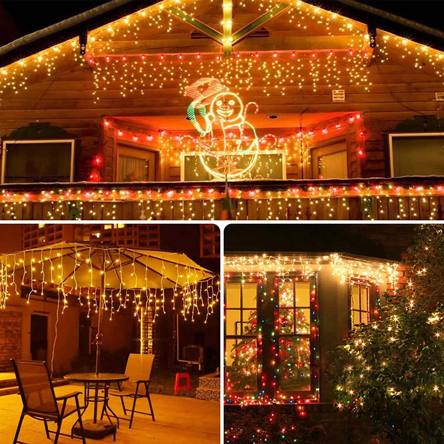 Christmas Decoration 2024 Festoon Led Icicle Curtain Lights Outdoor Droop 0.5/0.6/0.7M Street Garland On The House New Year Eve