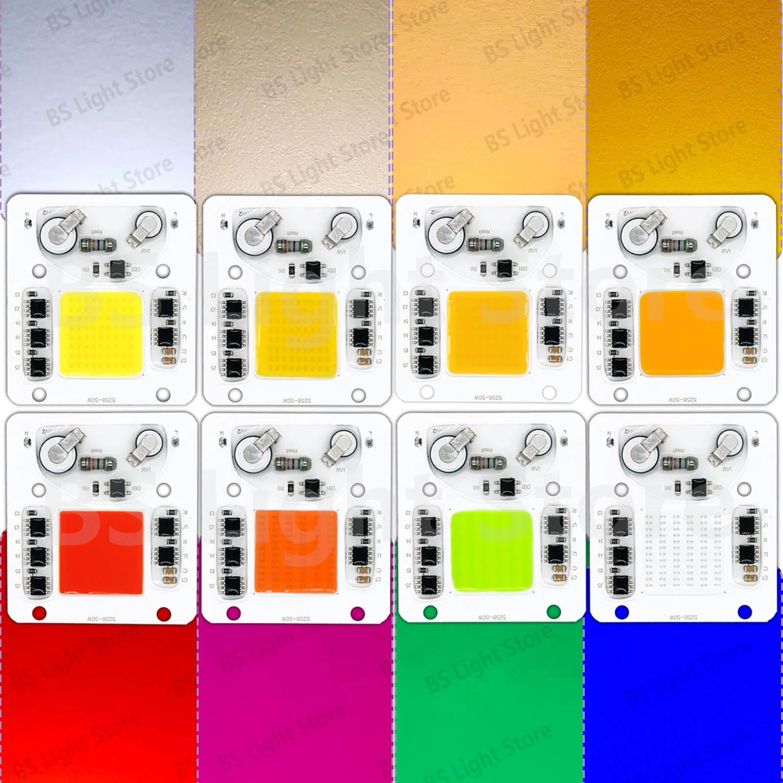 Led chip for 220v Smart IC No Need Driver led high power 50W COB Led matrix White Yellow Purple floodlight Outdoor Lighting 1pcs