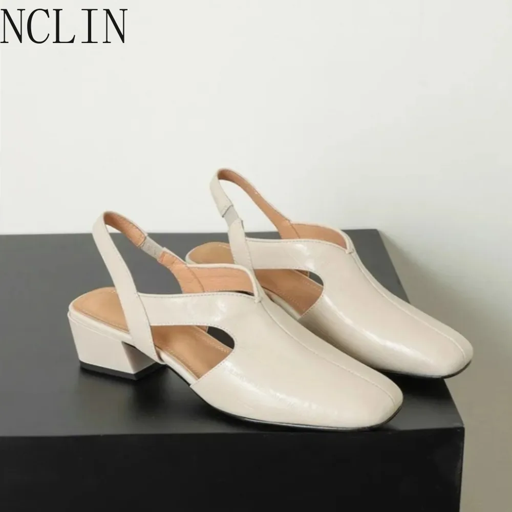 2026 New Y2K Silver Square Toe Sandals Women Slingback Block Heel Retro Metallic Summer Shoes (Silver)