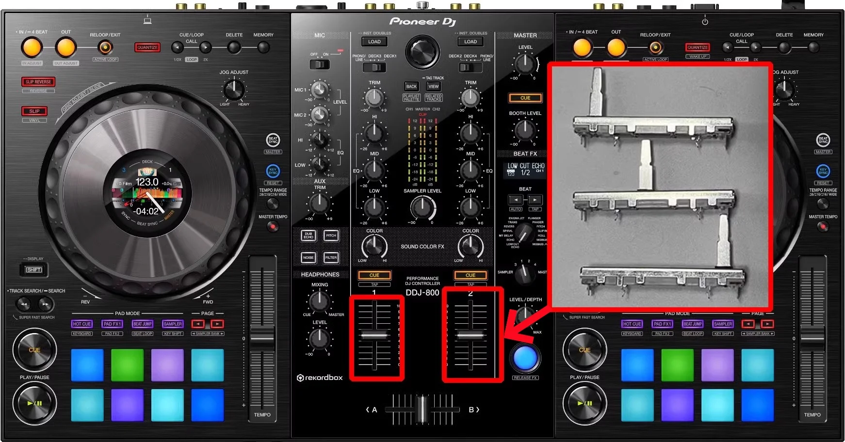 1pcs，Straight slip potentiometer，10KB，6Pin，Pioneer DJ，DDJ-800，Mixing console volume putter