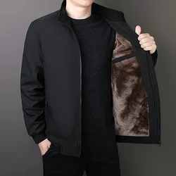 2026 Winter Men Jackets Coats Casual Windproof Thick Warm Jacket Men's Fleece Stand Collar Zipper Outwear Coat Drop Shipping