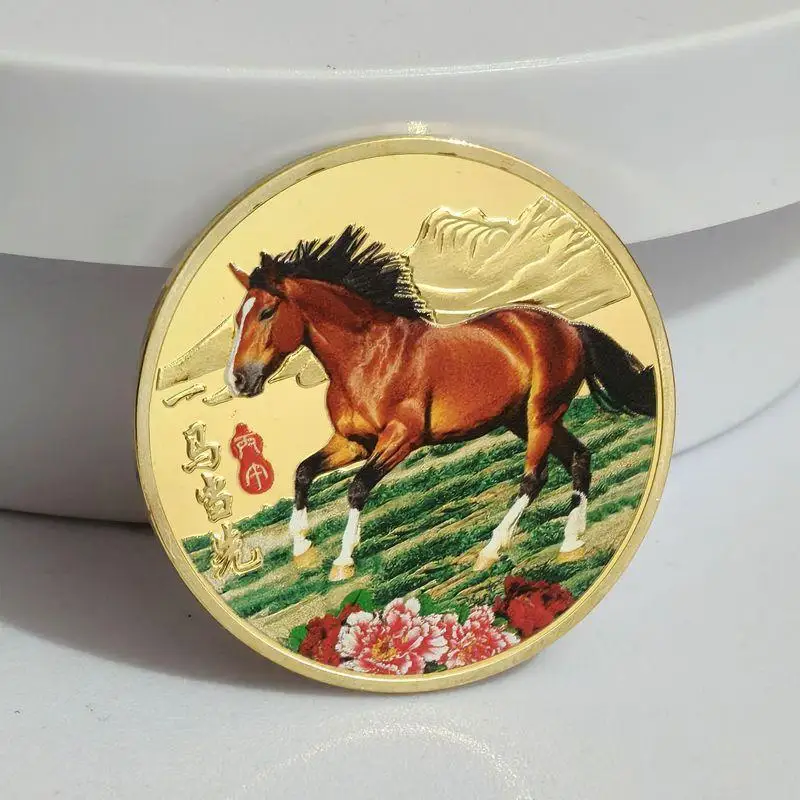 2026 السنة الجديدة تذكارية 40 مللي متر العملات الصينية محظوظ الحيوان الحصان تحصيل عملات معدنية جمع ديكورات المنزل #6