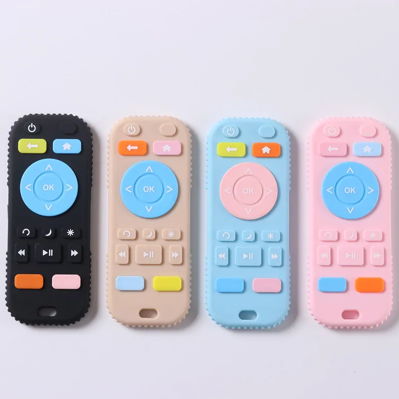 Baby silicone remote control teether baby anti-eating hand teething stick cartoon soothing bite toys