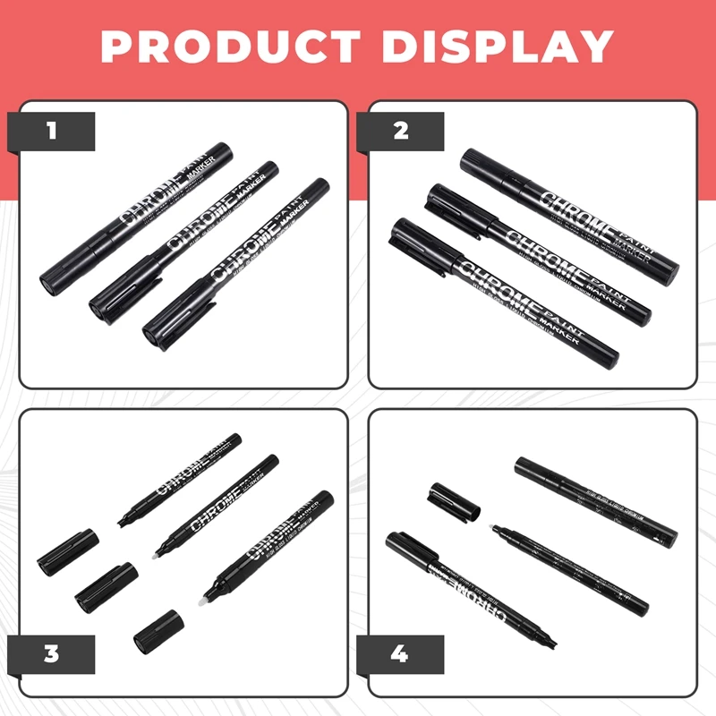 AU67-3Pcs مرآة فضية مجموعة أقلام خطاط (ماركر) علامات الطلاء القلم الفن الدائم مرآة فضية كروم ماركر 0.7/1/3 مللي متر #6