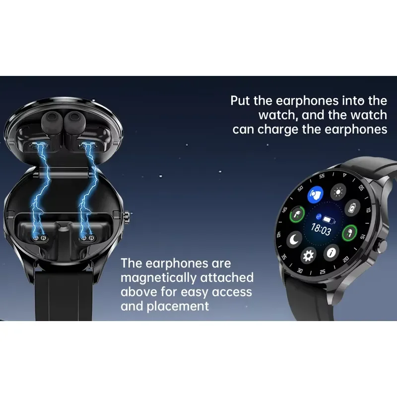 OEM Amoled 1.43'' Smart Watch With Earbuds Wireless BT 2 In 1 Fitness Tracker Heart Rate Sleep X20 Watch Custom Logo view 5
