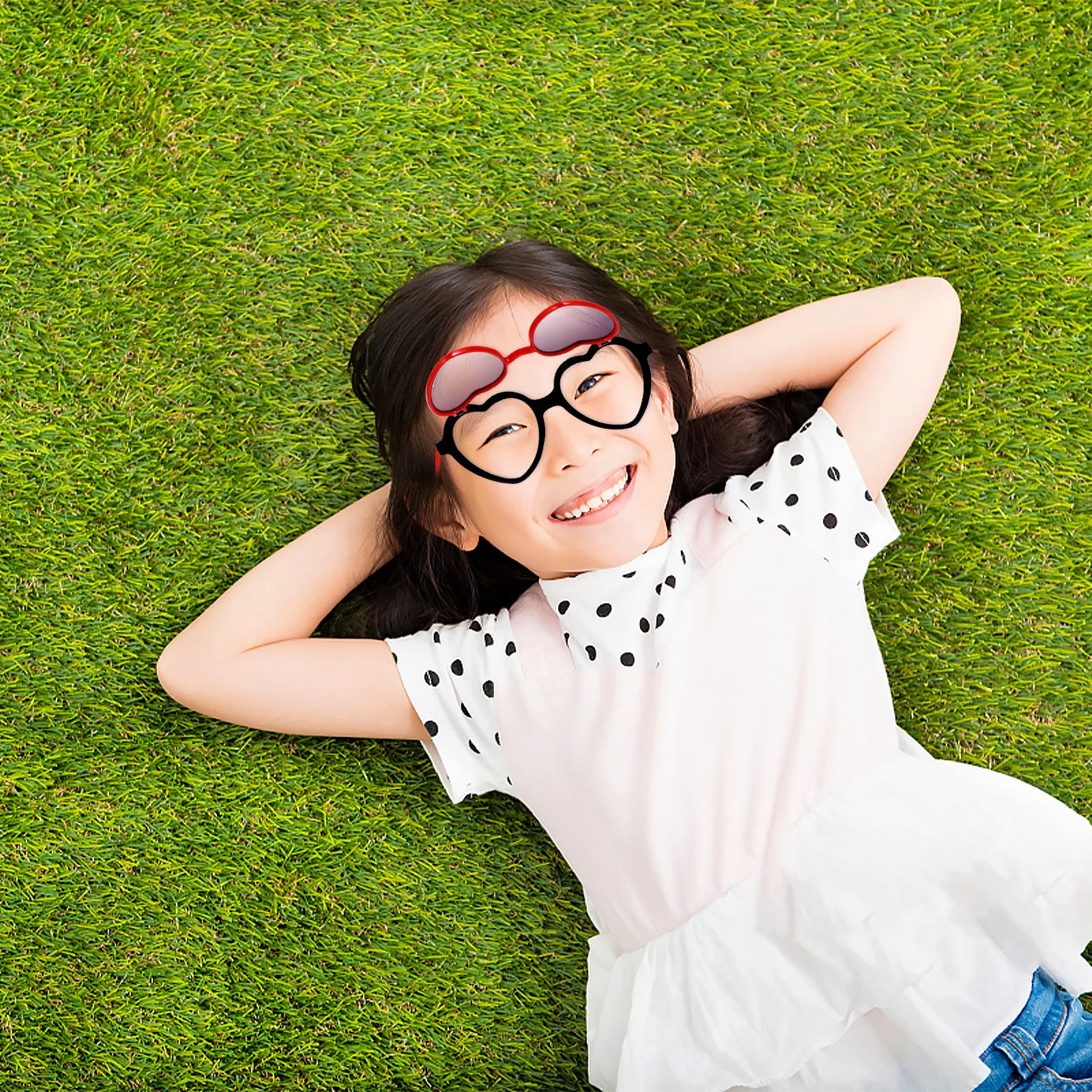 زوج واحد من النظارات الشمسية الرائعة على شكل قلب لتصميم الرسوم المتحركة، نظارات شمسية مريحة وخفيفة الوزن للتخييم والنزهات والمشي لمسافات طويلة #5