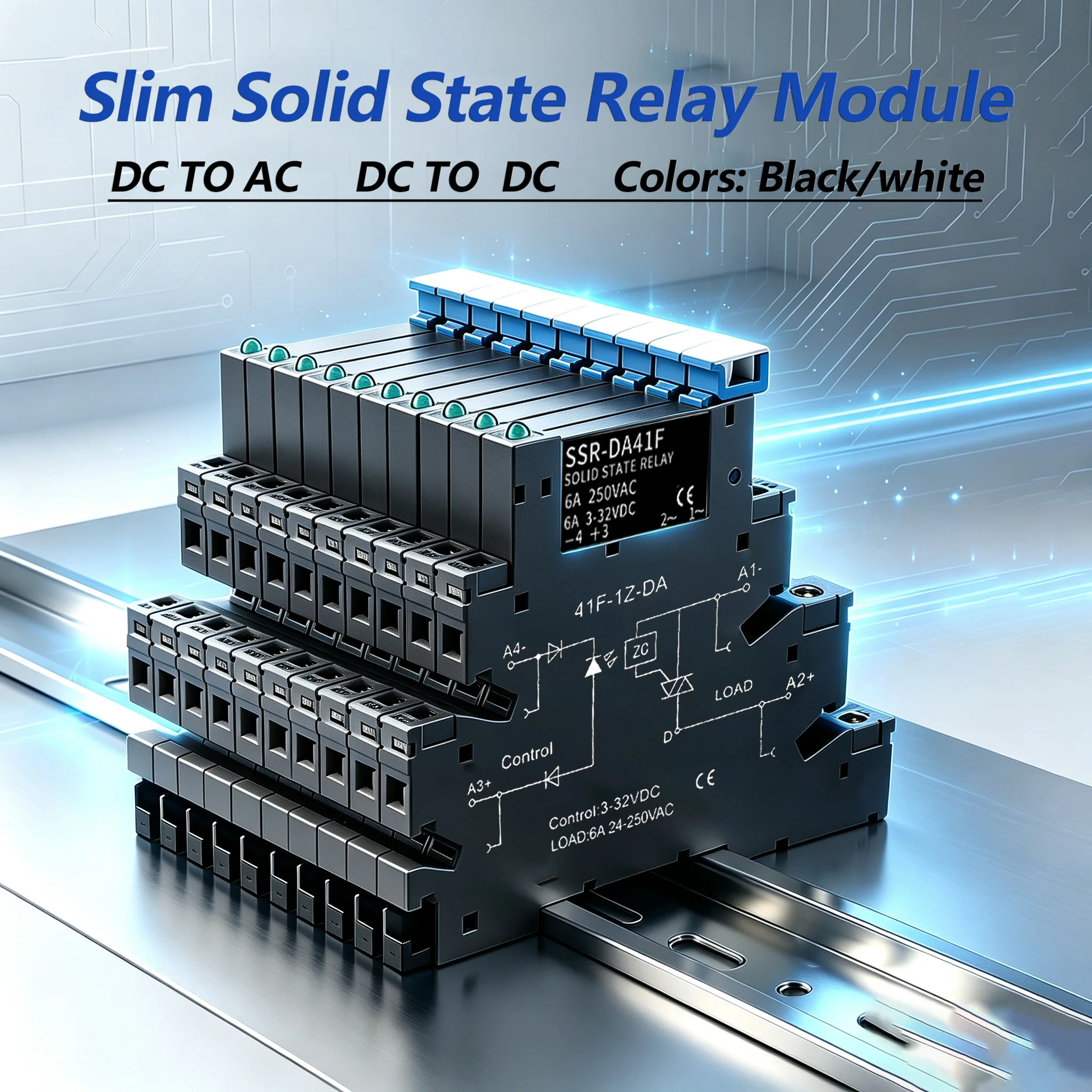 DC Control AC 6A Slim Interface Solid State Relay Module DIN SSR Slim Relay DC Control DC 41F-1Z-C2 SSR Relay DIN Rail