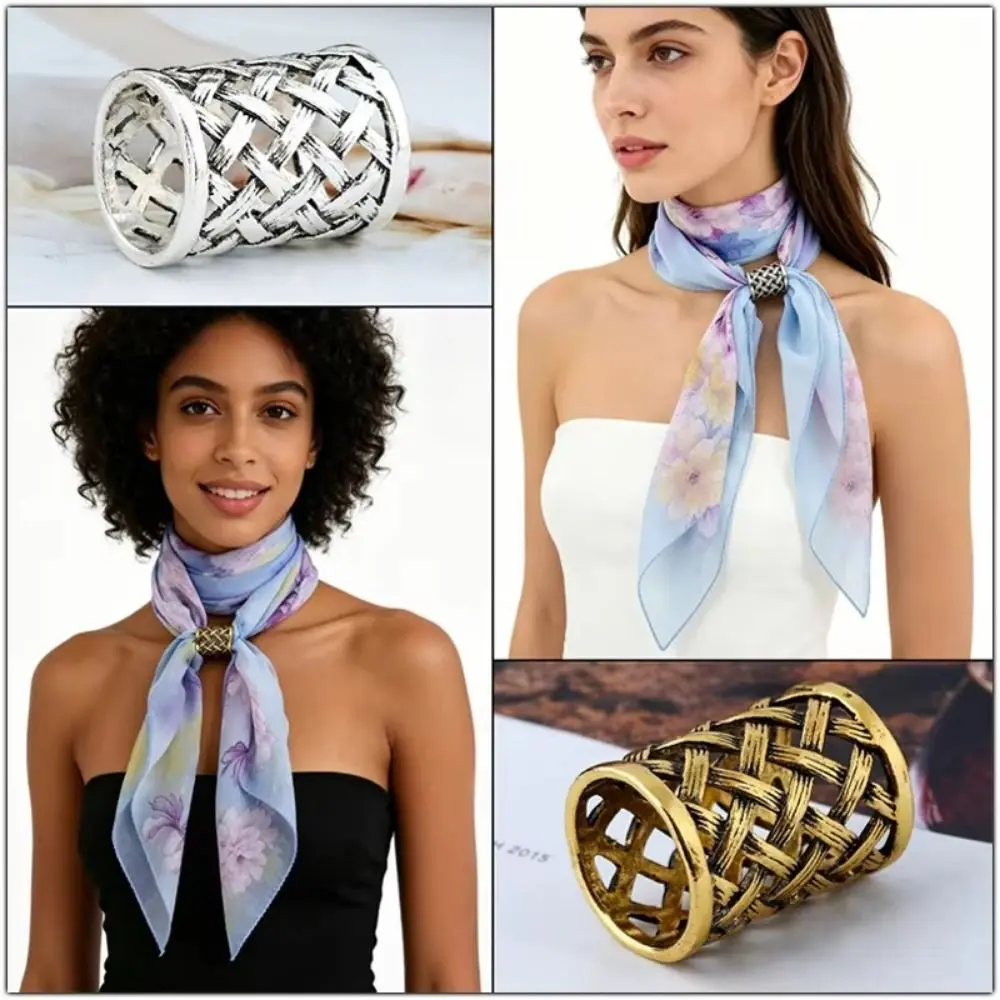 

Alloy Scarf Buckle Ring Crossed Net Cylindrical Scarves Clips Brooch Antique Finish Cloth Decorative Ornaments Scarf Decoration