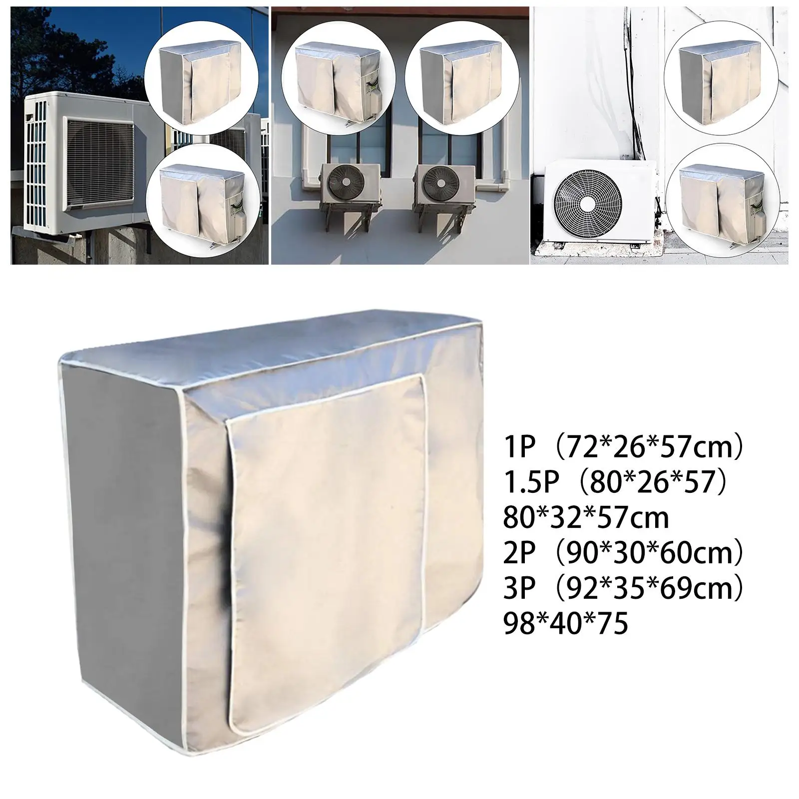 Air Conditioner Cover for Outside Units Sunproof Anti Dust Waterproof Cover Silver Coated Heat Dissipation Split System