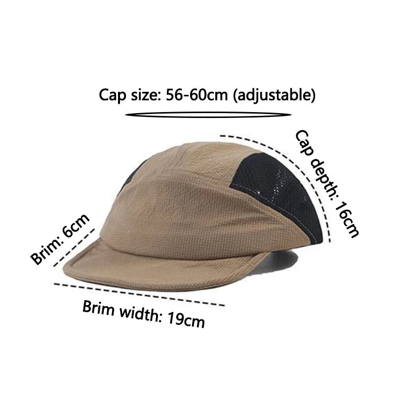 Koreański styl Szybkoschnące siateczkowe czapki z daszkiem Mężczyźni Kobiety Miękkie krótkie rondo Oddychające czapki Snapback 5-panelowe Outdoor