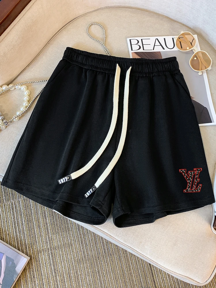 New Short Sleeved Shorts Two Piece Set Women Summer 2024 New Oversized Loose Leisure Running Suit Female Black Tracksuit