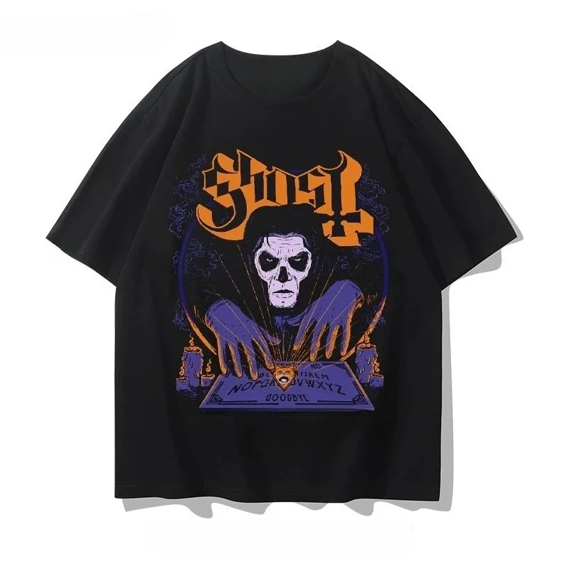 Camicie a maniche corte da uomo e da donna di Papa Swedish Hard Rock Band Top 2025 Summer Ghost BC Band T-shirt commemorativa in metallo