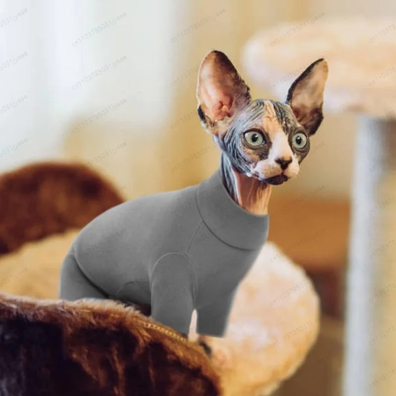 Fashionable Cat Pullover Sweater, Soft Stretch Cat Jumpsuit for Hairless Cats, 4 Legged Onesie for Sphynx Cats