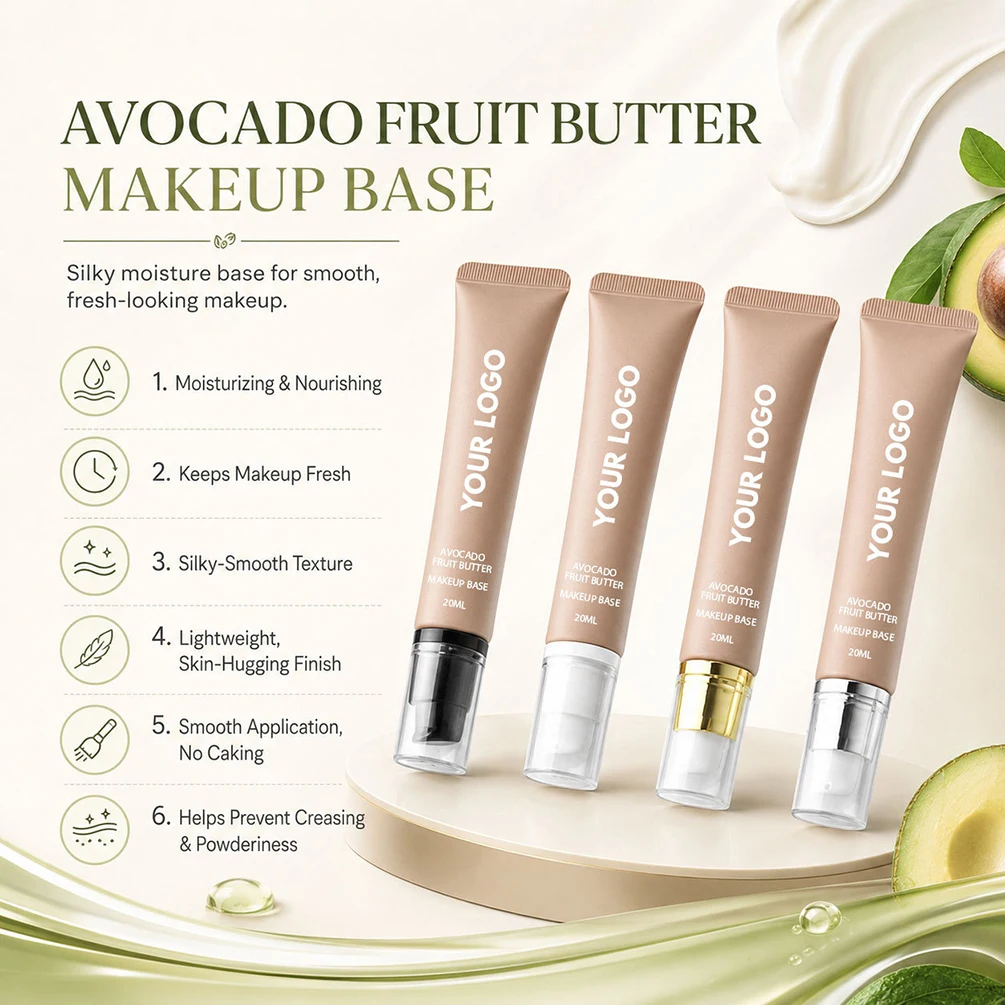 Makeup Base Private Label Avocado Naturally Clear Smooth Lightweight Non-greasy Custom Logo Moisturizing Makeup Cruelty Free