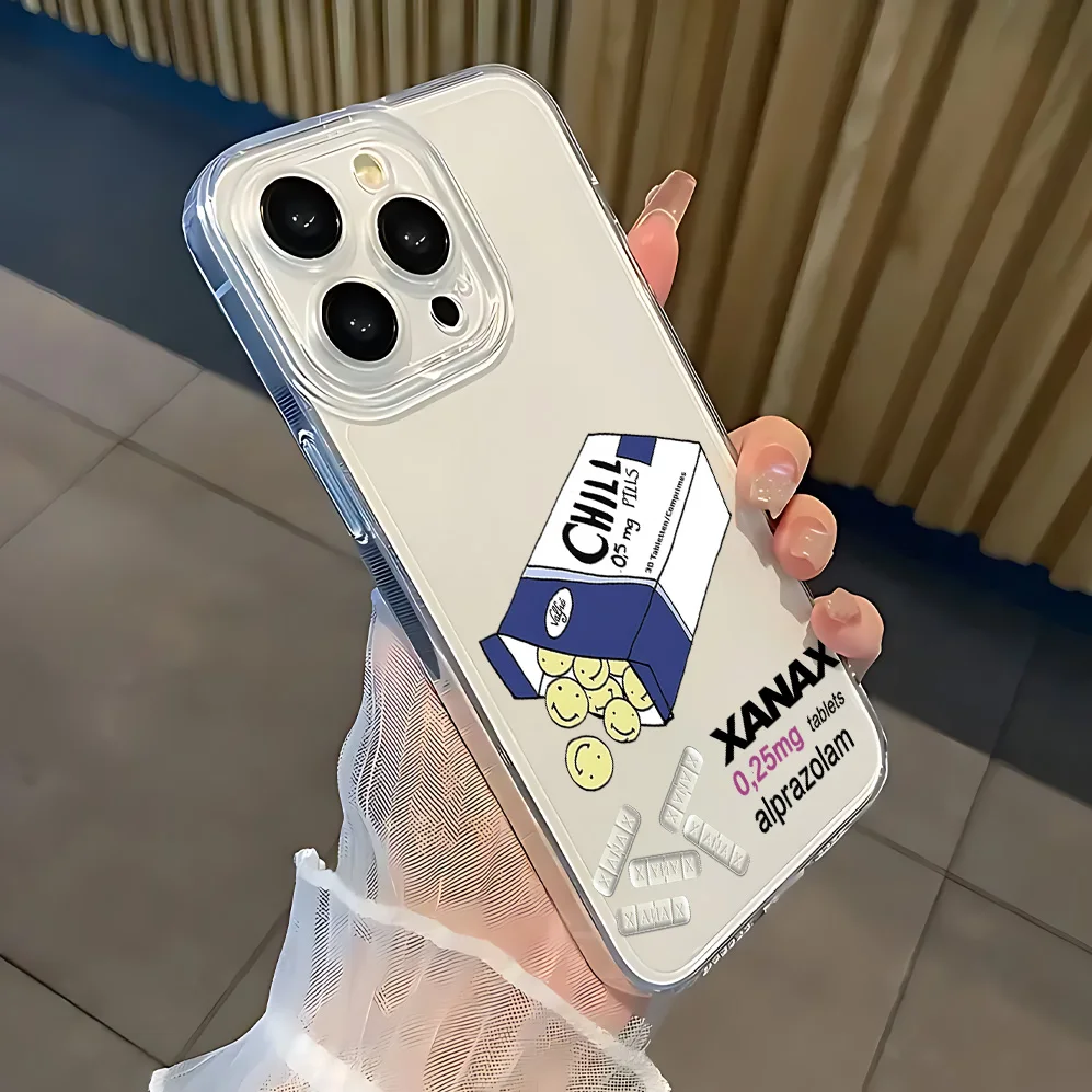 Xanax chill pill do caso de telefone para samsung galaxy s25 s24 s23 s22 s21 s20 fe note20 note10 edge plus ultra lite 5g claro