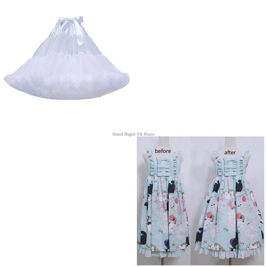 Tutu Pompon Skirt Hoopless Petticoat Crinoline Dress Underskirt Slip
