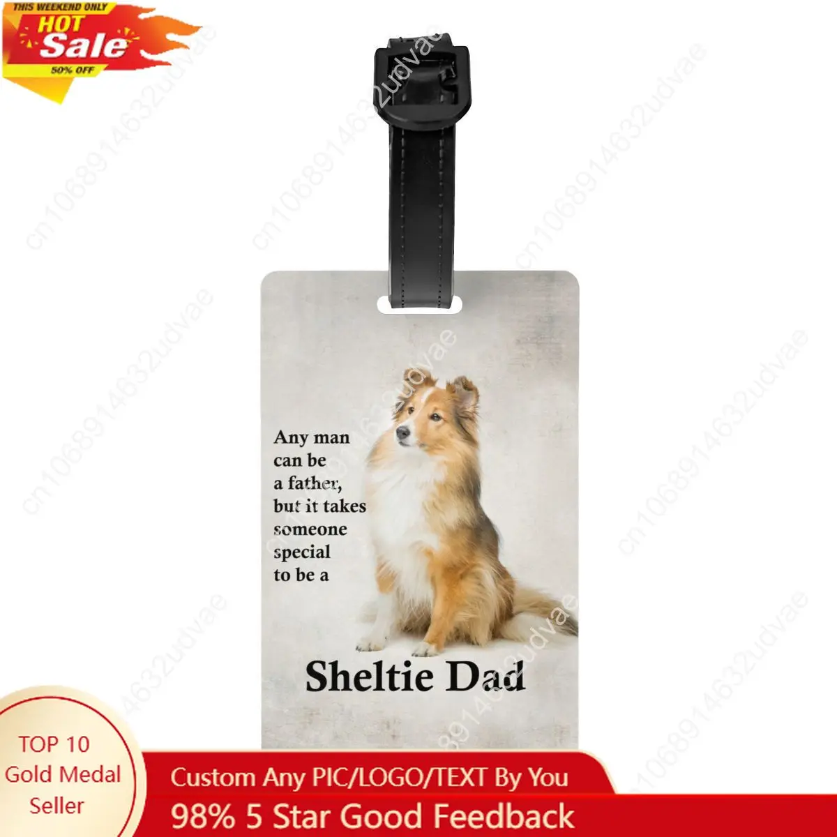 

Custom Cute Dog Pet Sweet Sheltie Dad Luggage Tags for Travel Suitcase Shetland Sheepdog Privacy Cover ID Label