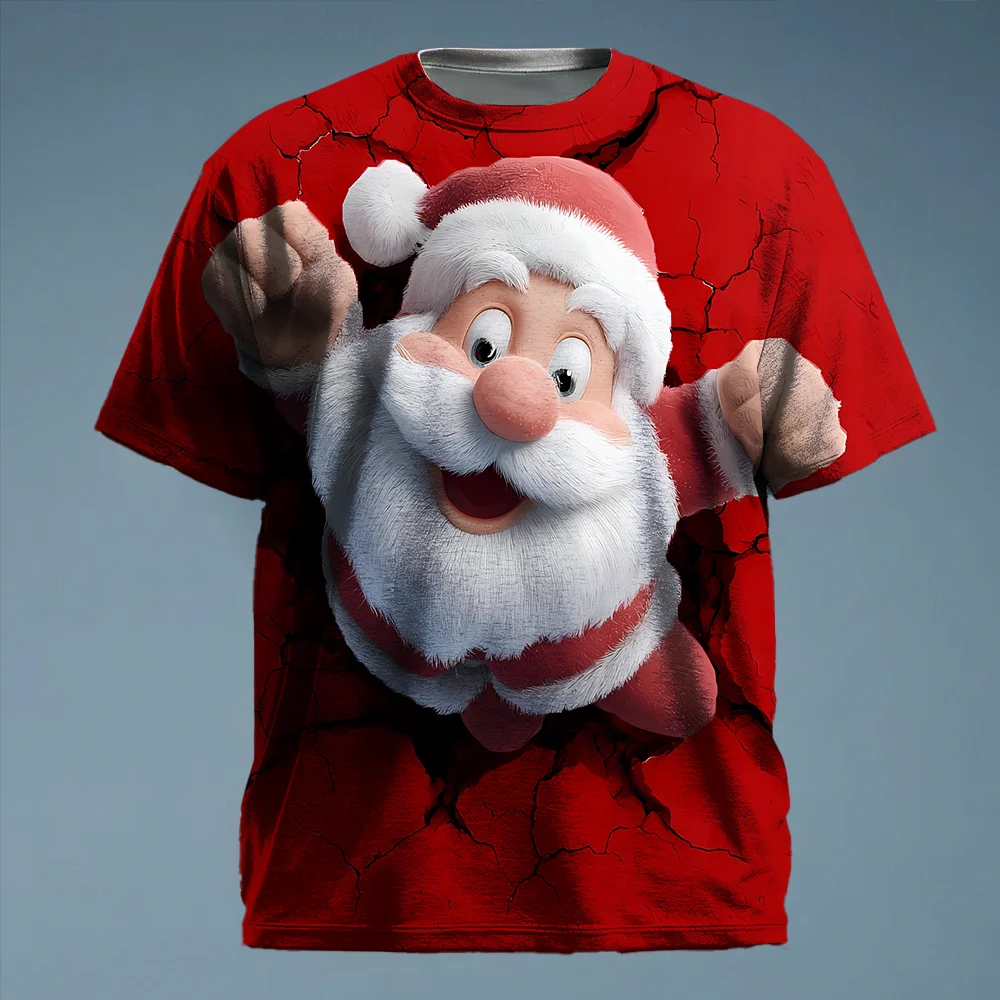 

S-9xl plus size Big & Tall Short Sleeve (Christmas Element) Stylish Red-Green Hues, Lightweight, Fits Guys for All-Day Comfort