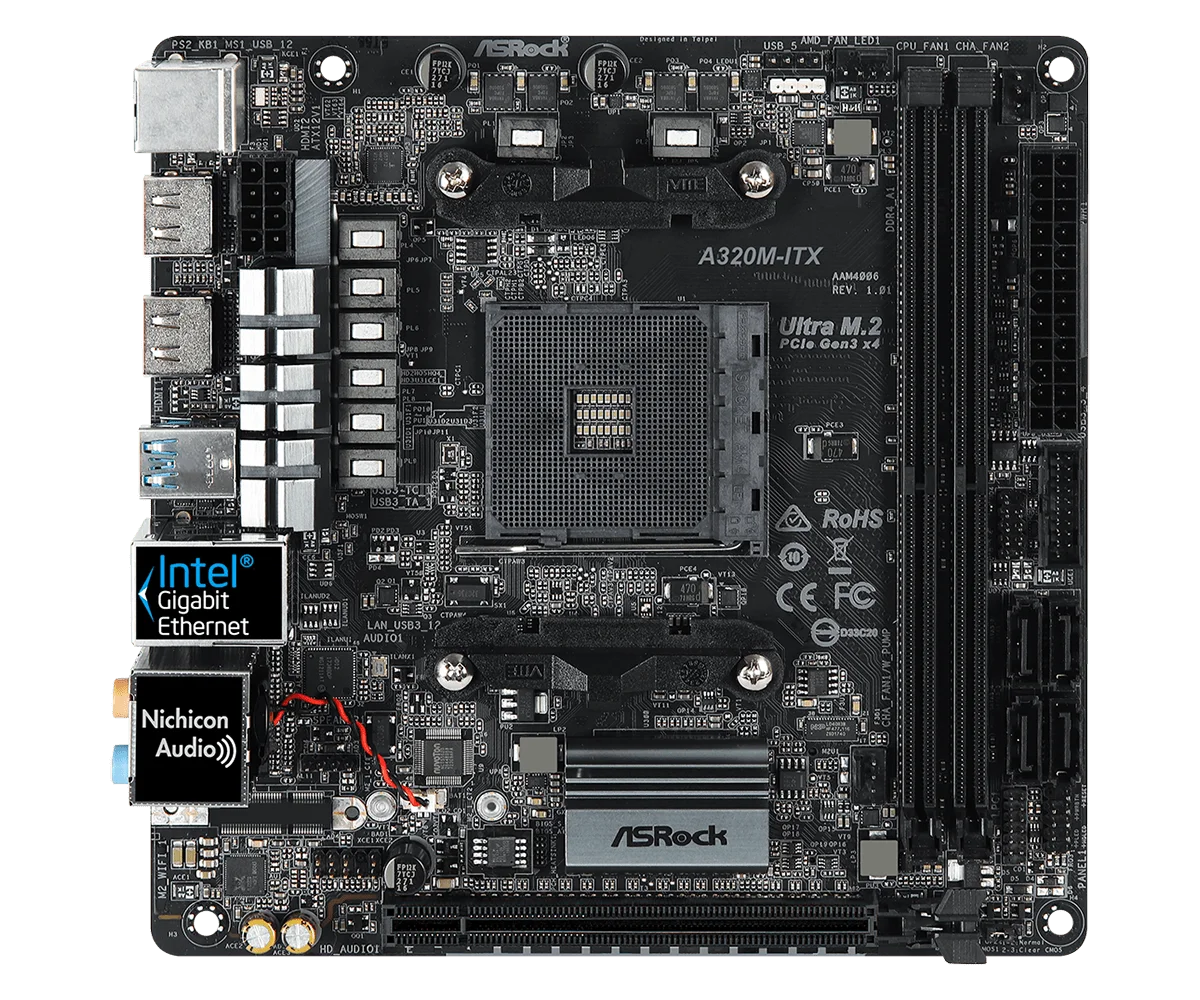 A320 A320M-ITX MINI ITX Motherboard ASRock A320M-ITX Socket AM4  support 5700 1500 5600 2700 3200G 3600 5500 M.2 DDR4 32GB