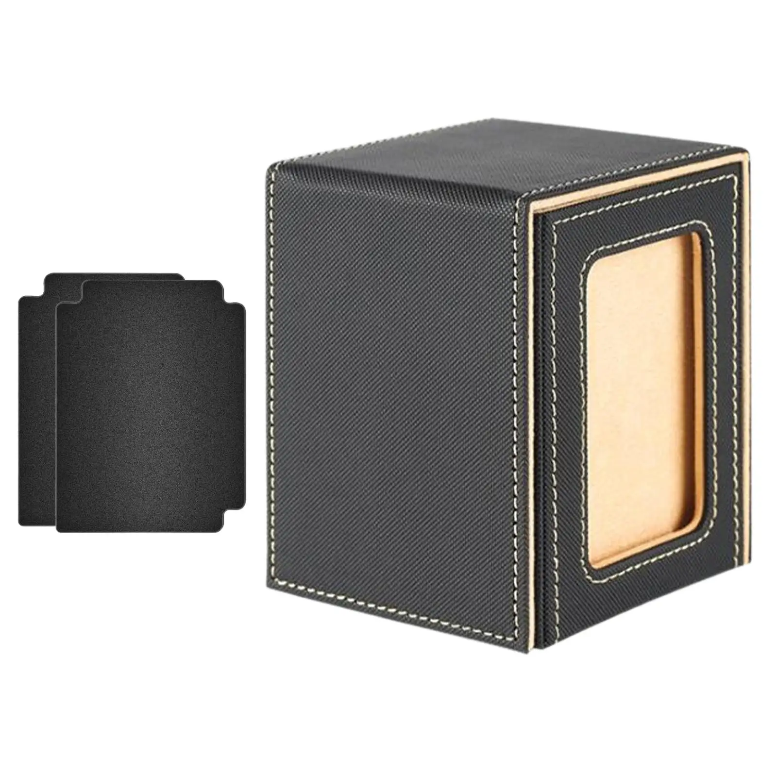 Large Card Deck Case Holder for Trading Cards with 2 Movable Dividers PU Leather Storage Box