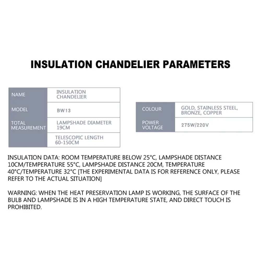 Lampada per la conservazione del calore alimentare Lampada termica elettrica Lampada per isolamento alimentare a scomparsa per buffet Strumento per il riscaldamento degli alimenti per buffet