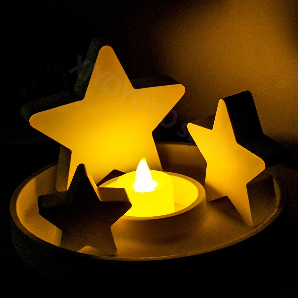 3pcs Star Plaster Ornament Silicone Mold DIY Five-pointed Star Concrete Mould Eid Ramadan Decor Craft Gift Resin Mold Home Decor