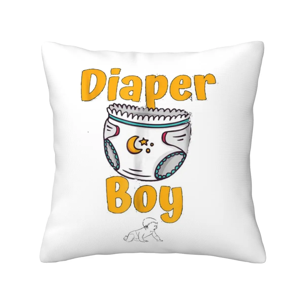 Diaper Boy Square Pillowcase Pillow Cover Cushion Zip Decorative Comfort Throw Pillow for Home Car