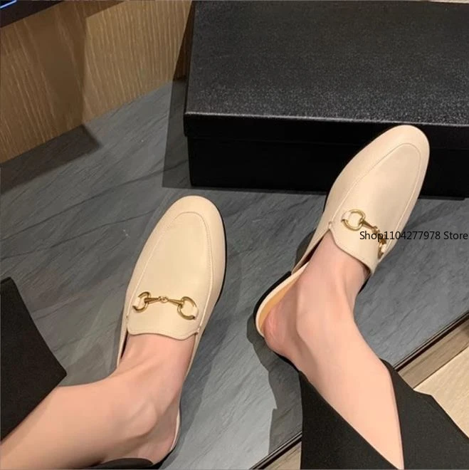 

2025 Mules for Woman Flat Heeled Casual Shoes Comfortable Outdoor Slippers Beach Shoes Sandals Soft Bottom mulles Mujer