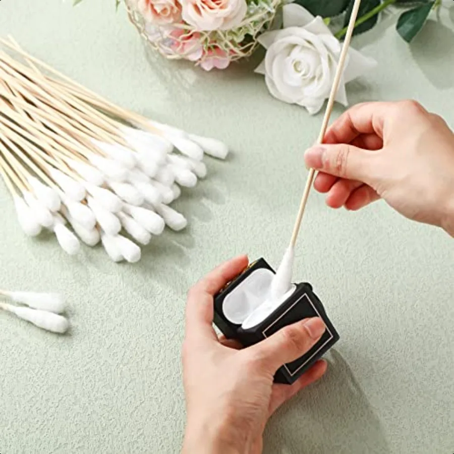 300 Pcs 8 Inch Large Cotton Swabs with Bamboo Handle Oversized Extra Long Cotton Tipped Applicators with Large 1 2 Diameter Ear