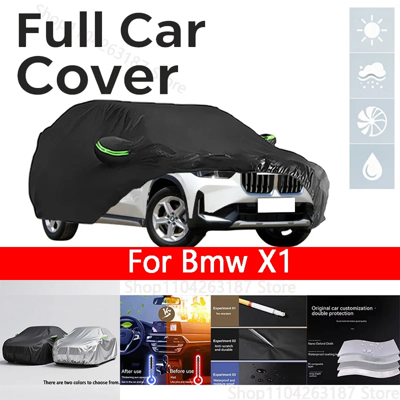 

Full black Car Covers for BMW X1 Waterproof All-Weather Windproof Dustproof UV-Protected Outdoor Use