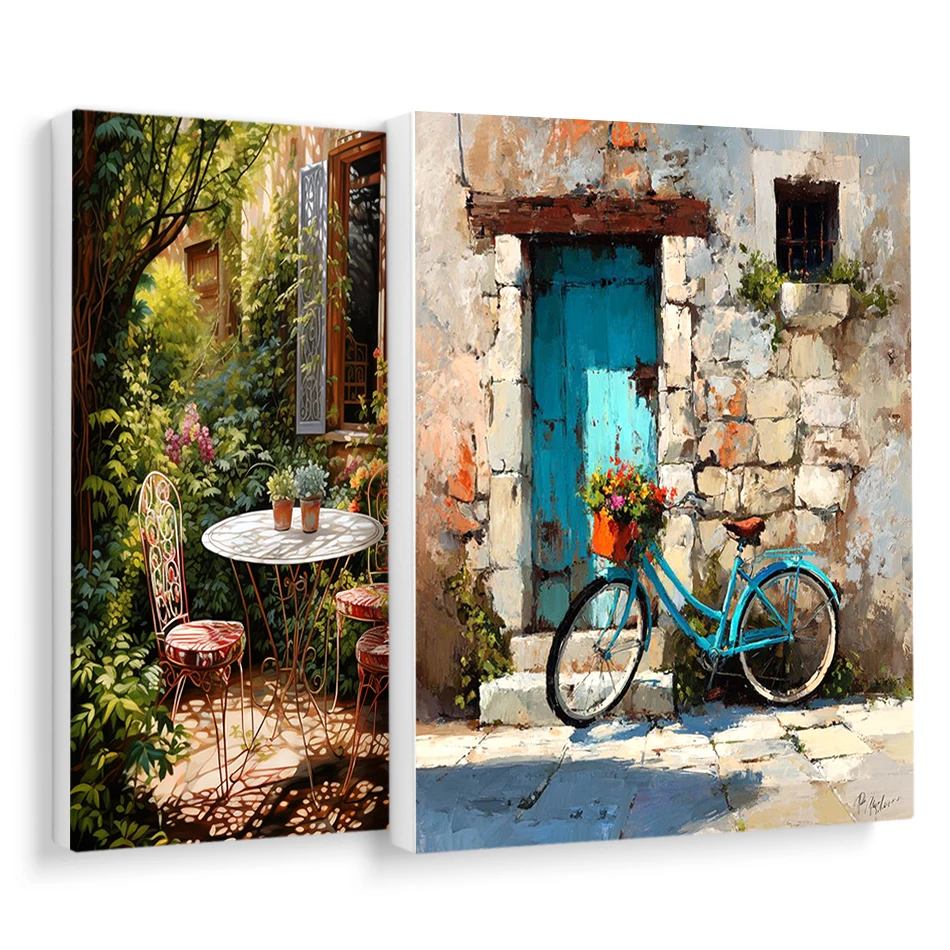 

RUOPOTY Painting By Numbers With Canvas Frame Landscape Retro Bicycle Family Garden For Handiwork Diy Set Handicraft Room Decor