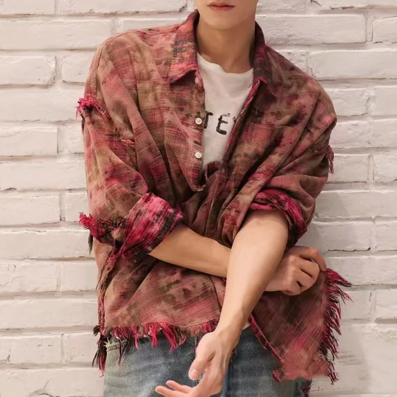 

Women's custom fabric washed and old mohawked plaid shirt, fashion casual jacket so, high quality cotton, 2025, spring, new